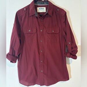 Urban Pipeline Men Medium Button Down Long Sleeve Shirt Business Casual Burgundy